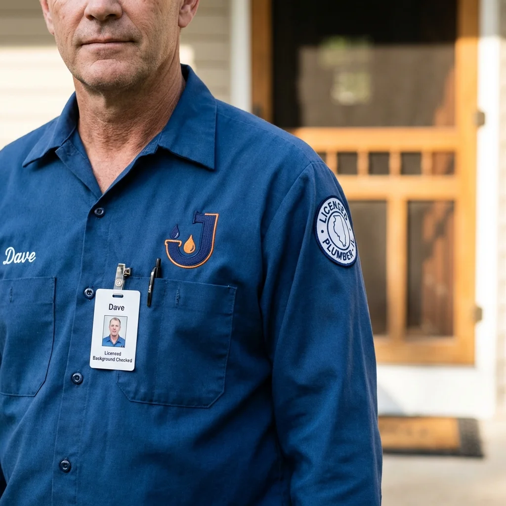 Licensed plumber showing ID badge in Waveland, MS