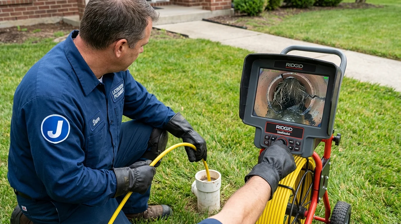 Sewer camera inspection being performed by Johns Plumbing LLC in Waveland